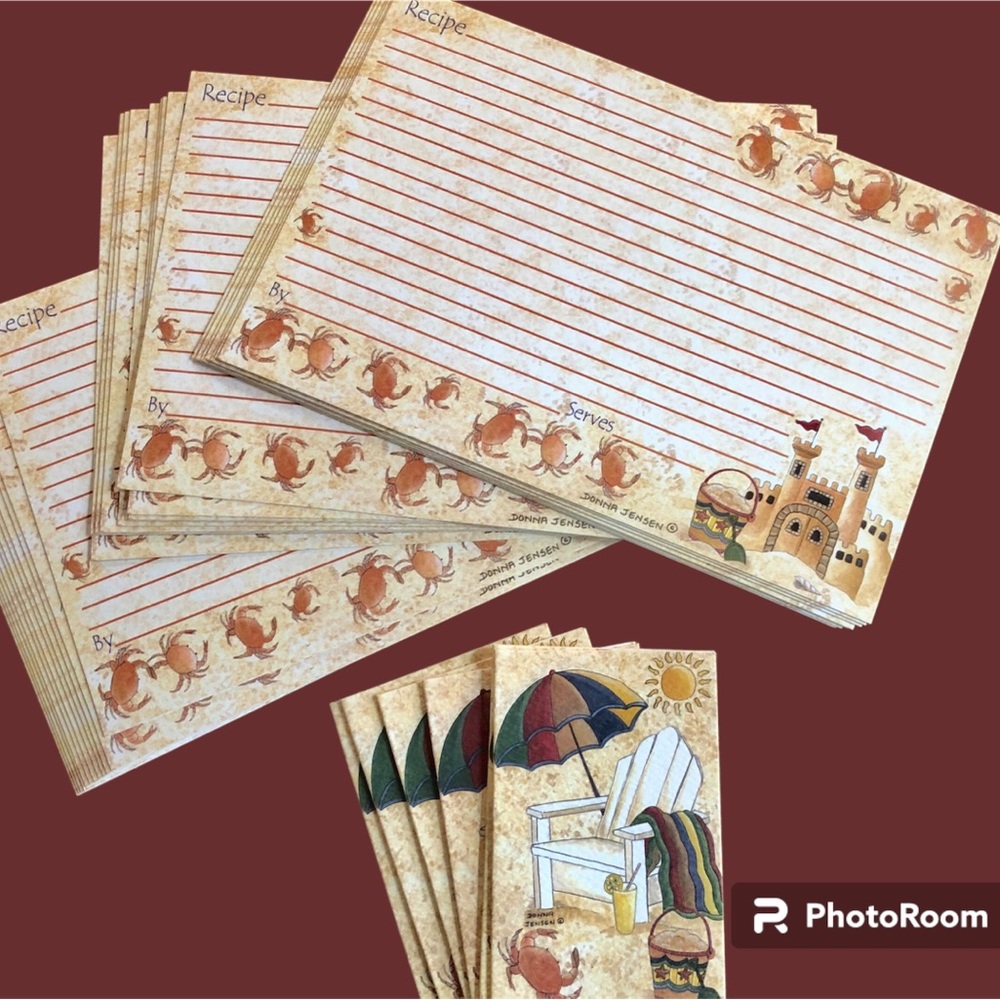 Crabs and Sandcastles recipe cards & matching gift cards